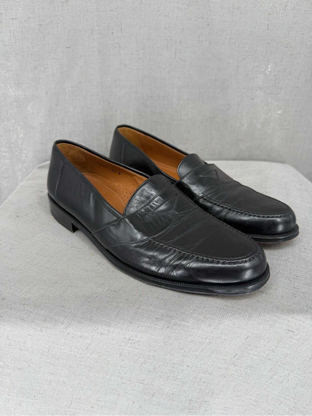 Magnanni Penny Loafers Black Leather Slip On Shoes Mens US 10.5M